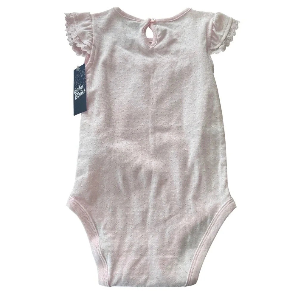 Baby B'gosh Pink Eyelet Flutter Sleeve Bodysuit 24M NWT New